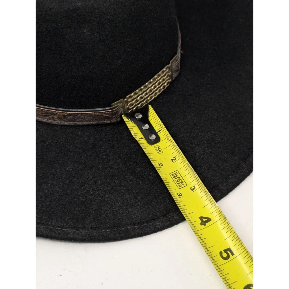 Vintage Black Felt Wool Western Cowboy Sun Hat Festival Boho Men's Medium USA